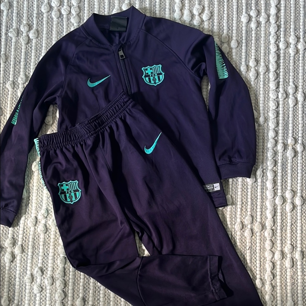 Nike Kids Barcelona Tracksuit in Dark Purple and Aqua